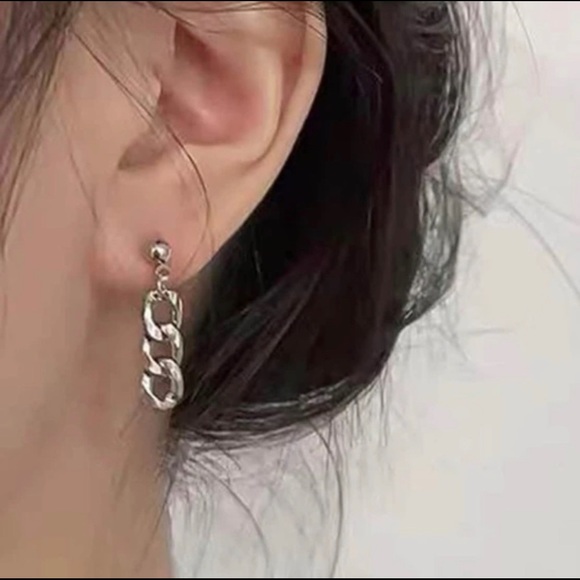 NWT Silver Chain Linked Earrings - Picture 3 of 4